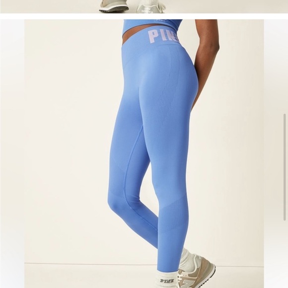 EUC Pink Active by Victoria Secret Seamless High Waist Leggings Blue. Size Large - Picture 3 of 11